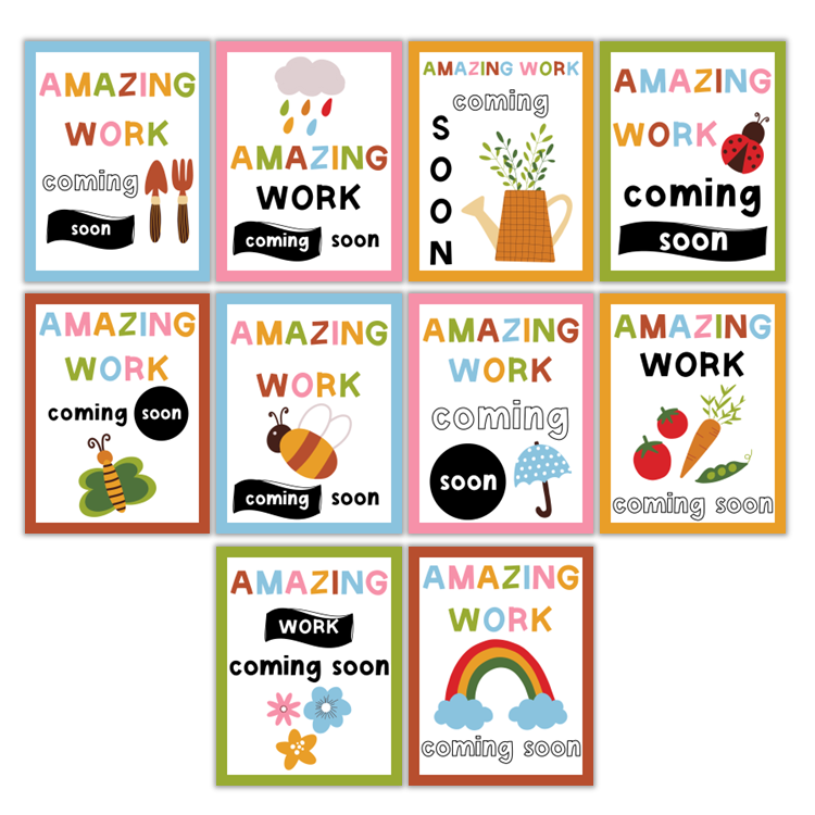 Amazing Work Coming Soon Posters - Colorful Spring