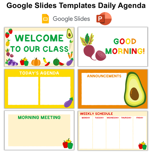 Google Slides Templates Daily Agenda - Healthy Eating | Editable