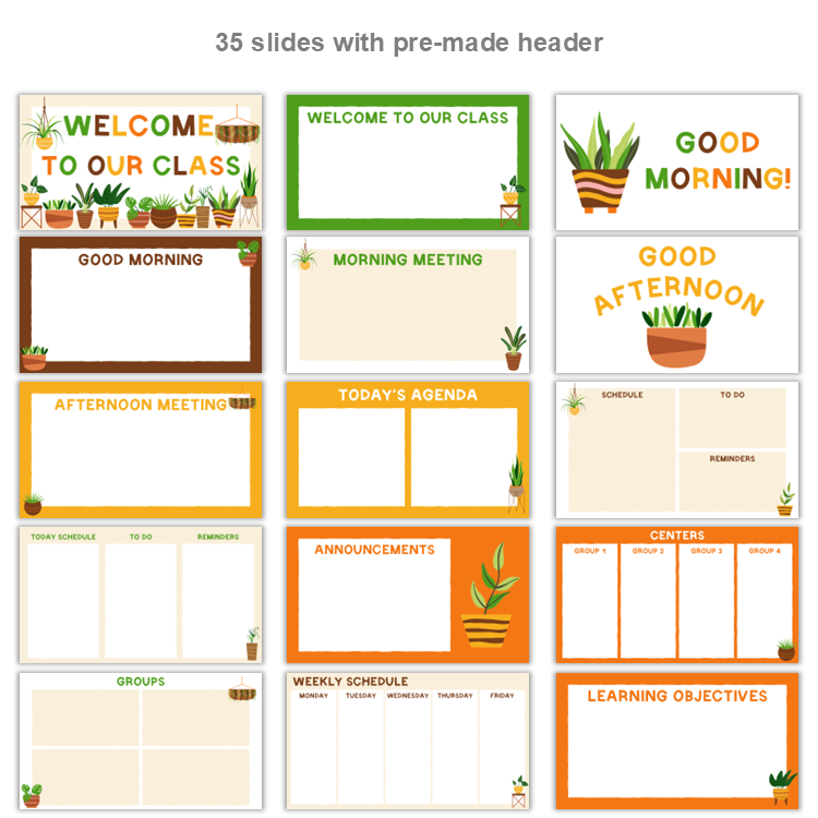 Google Slides Templates Daily Agenda - Indoor Plants | Editable