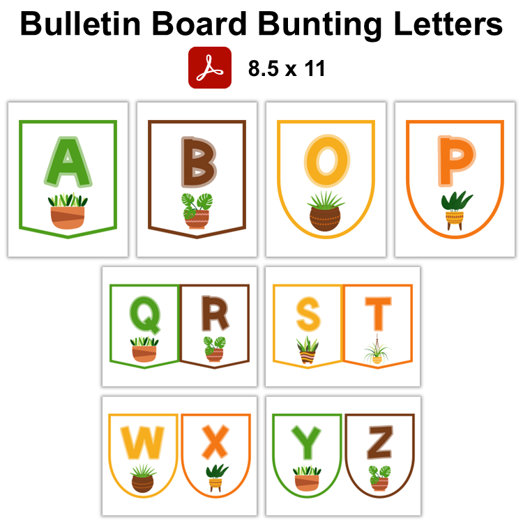 Bulletin Board Bunting Letters  - Indoor Plants