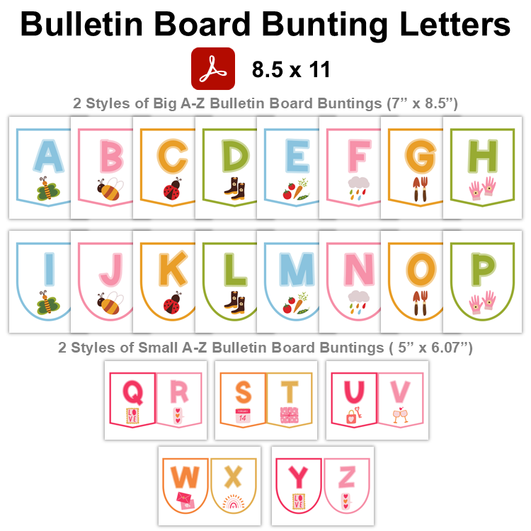 Bulletin Board Bunting Letters  - Colorful Spring