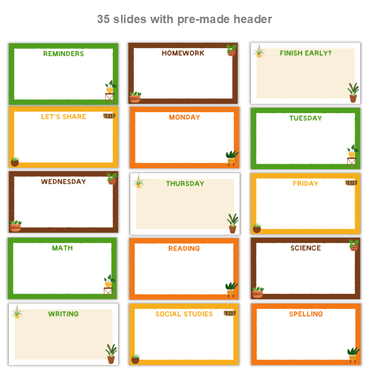 Google Slides Templates Daily Agenda - Indoor Plants | Editable