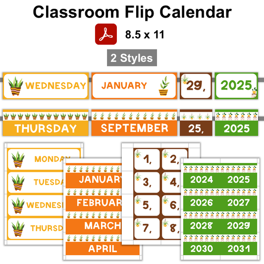 Classroom Flip Calendar - Indoor Plants