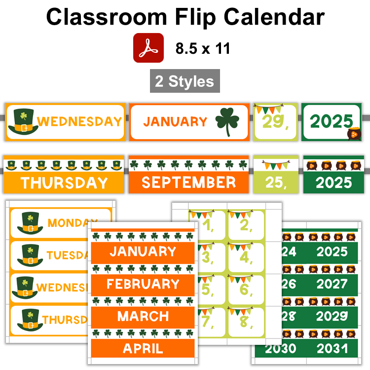 Classroom Flip Calendar - St. Patrick's Day