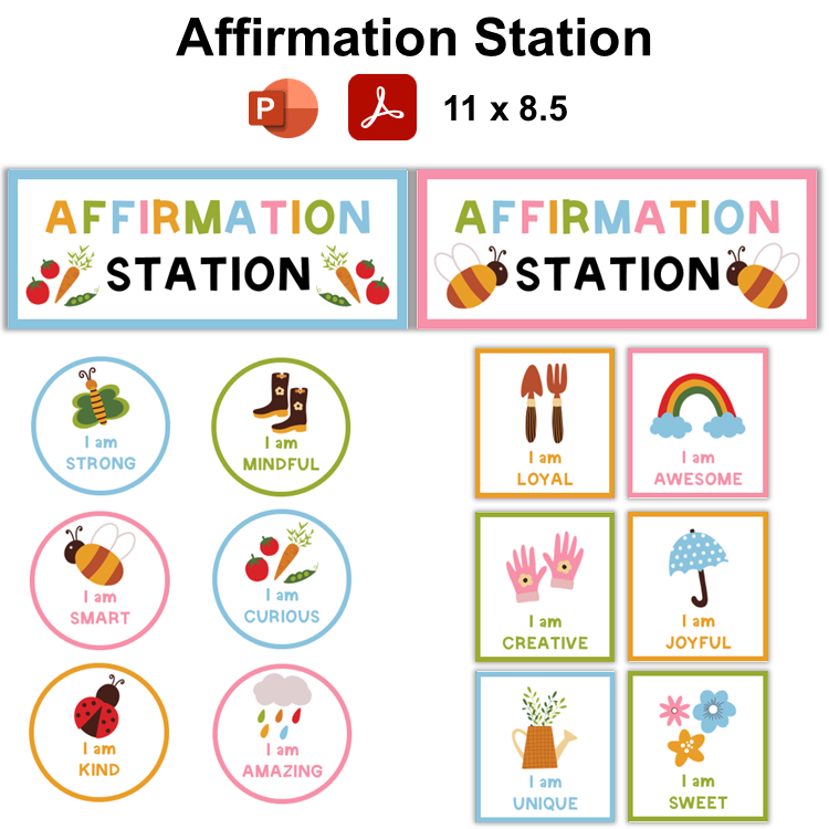 Affirmation Station - Colorful Spring | Editable