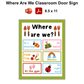 Where Are We Classroom Door Sign - Colorful Spring | Editable