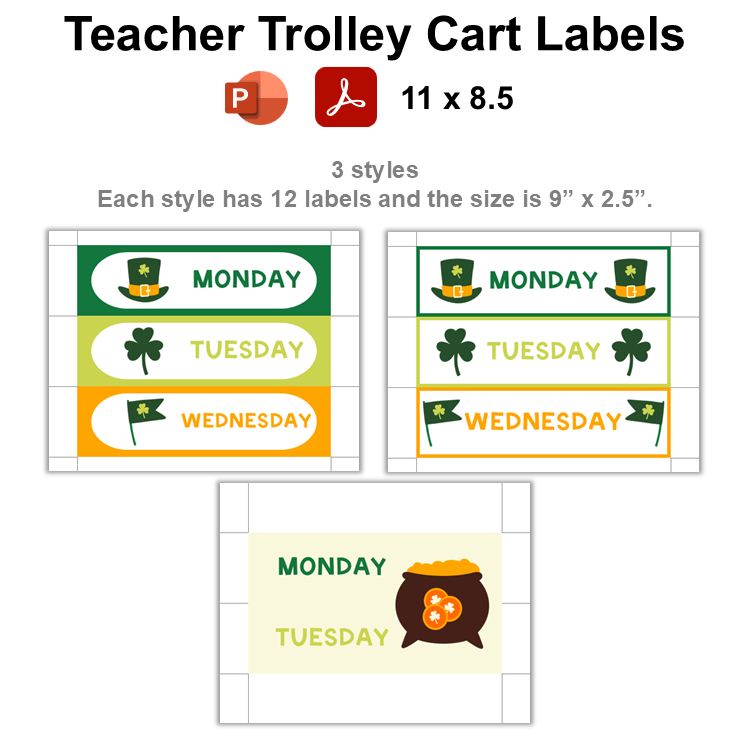 Teacher Trolley Cart Labels - St. Patrick's Day | Editable