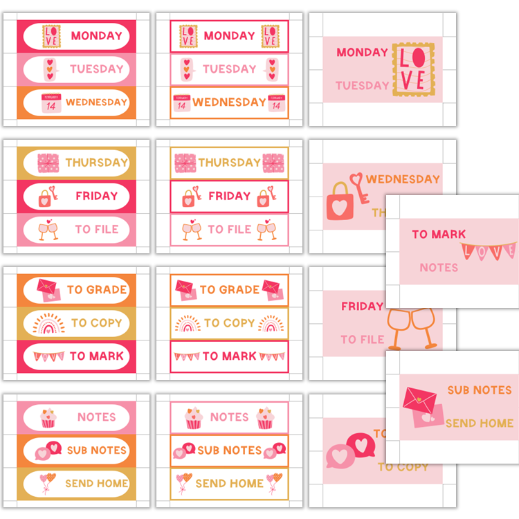 Teacher Trolley Cart Labels - Pink Valentine | Editable