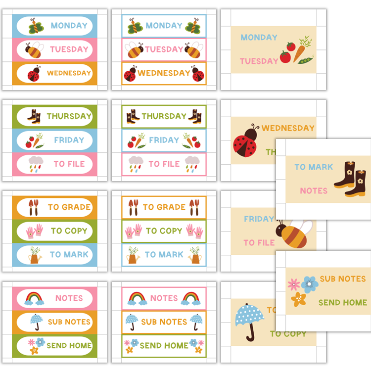 Teacher Trolley Cart Labels - Colorful Spring | Editable