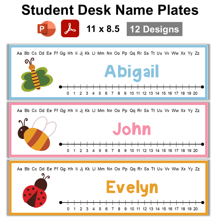 Student Desk Name Plates - Colorful Spring | Editable