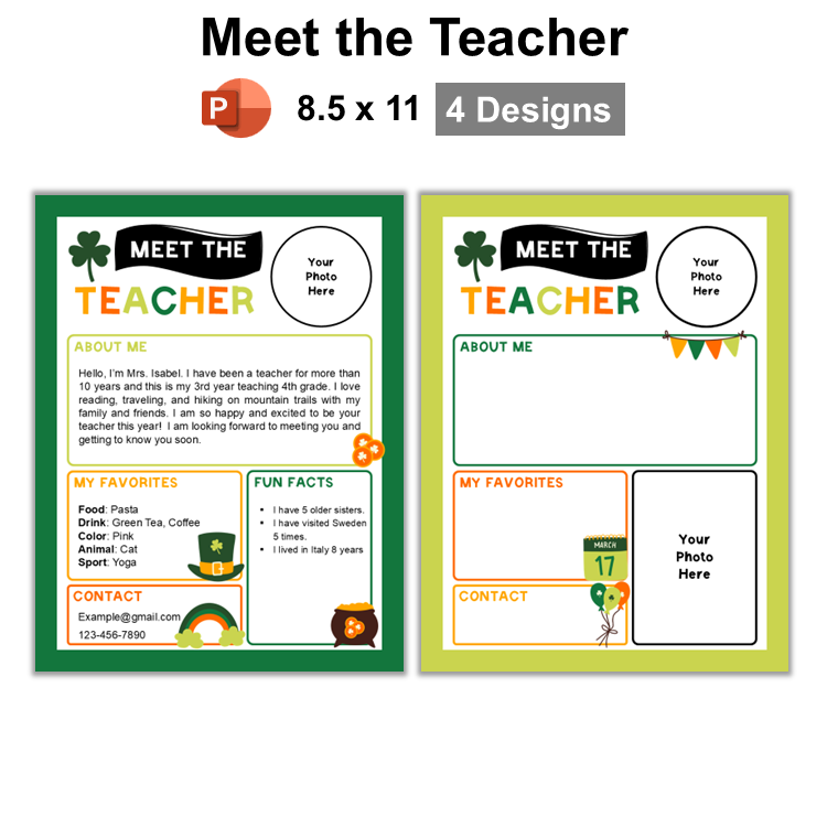 Meet the Teacher - St. Patrick's Day | Editable