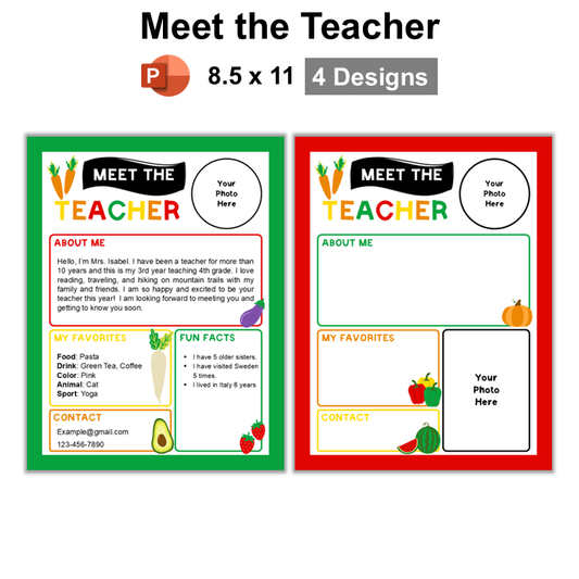 Meet the Teacher - Healthy Eating | Editable