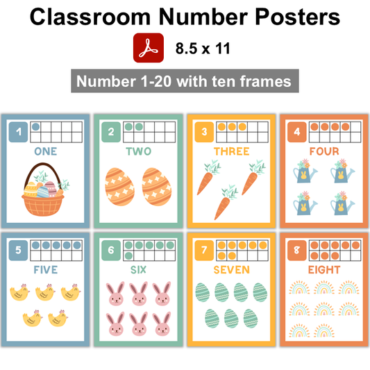 Classroom Number Posters - Happy Easter