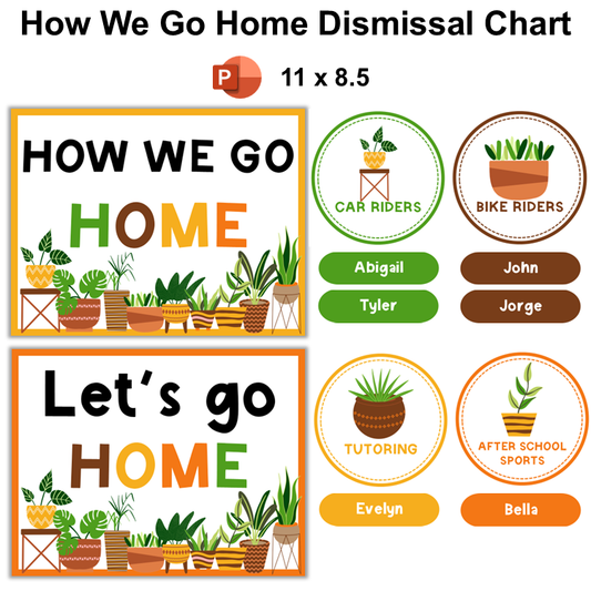 How We Go Home Dismissal Chart - Indoor Plants | Editable