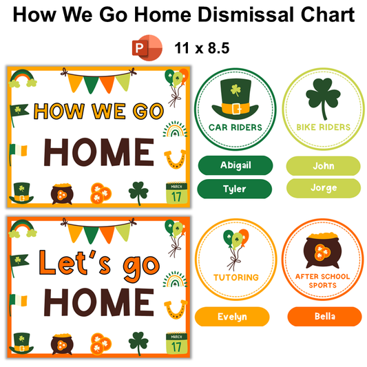 How We Go Home Dismissal Chart - St. Patrick's Day | Editable