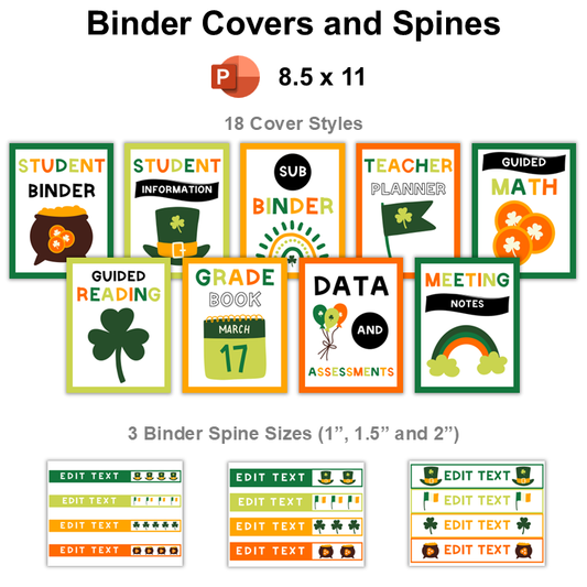 Binder Covers and Spines - St. Patrick's Day | Editable