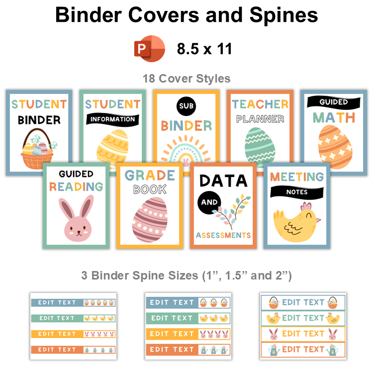 Binder Covers and Spines - Happy Easter | Editable