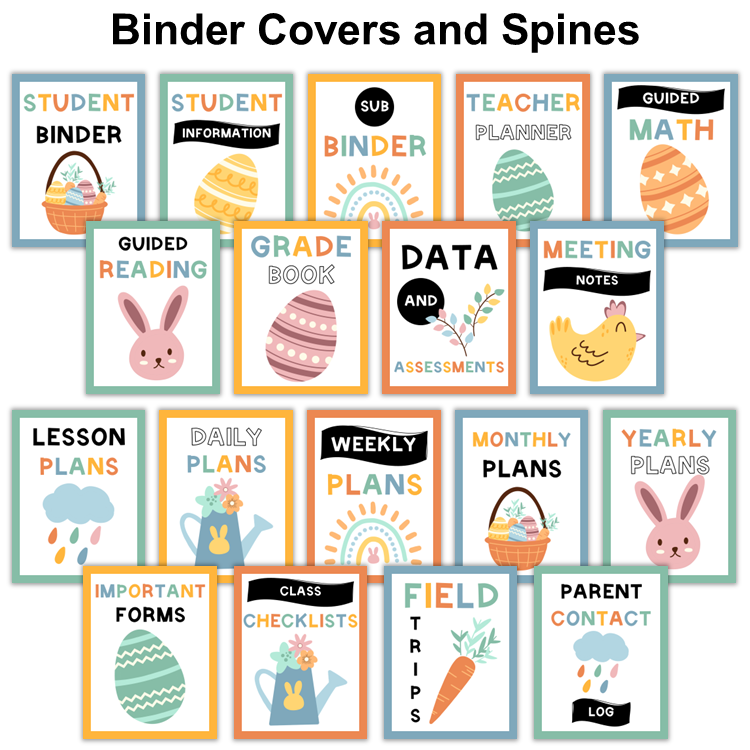 Binder Covers and Spines - Happy Easter | Editable