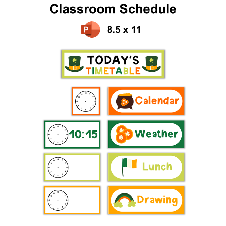 Classroom Schedule - St. Patrick's Day | Editable