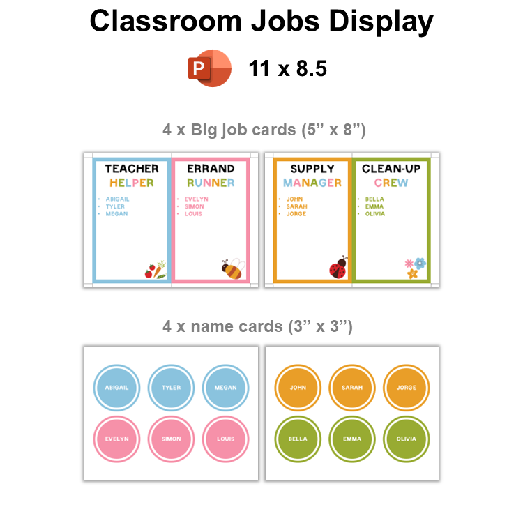 Classroom Jobs Display - Colorful Spring | Editable