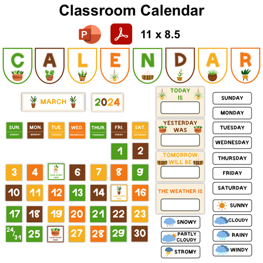 Classroom Calendar - Indoor Plants | Editable