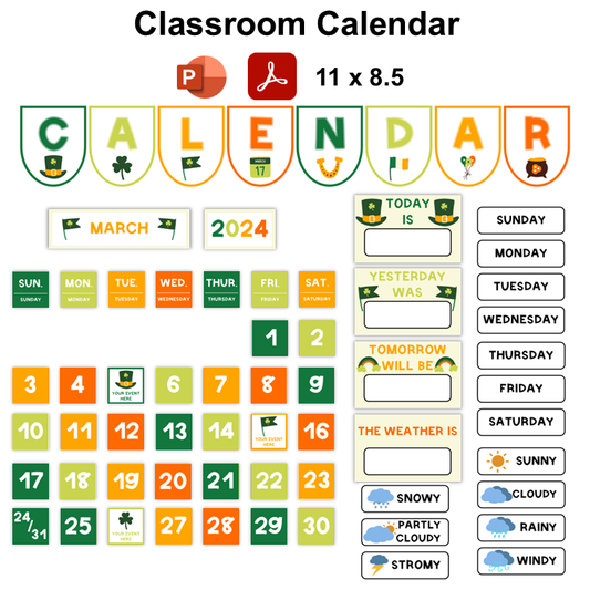 Classroom Calendar - St. Patrick's Day | Editable