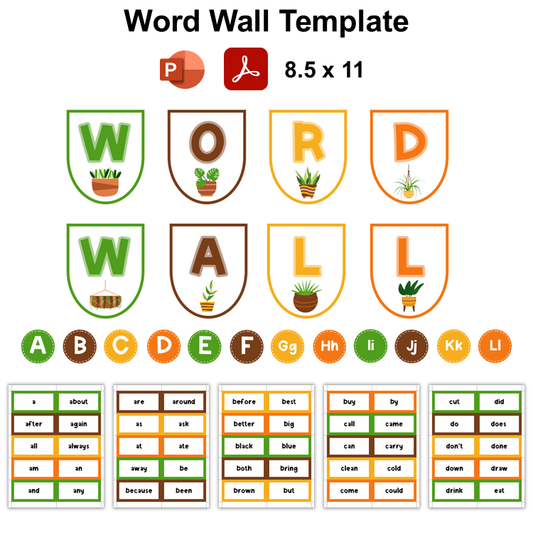 Word Wall Template - Indoor Plants | Editable