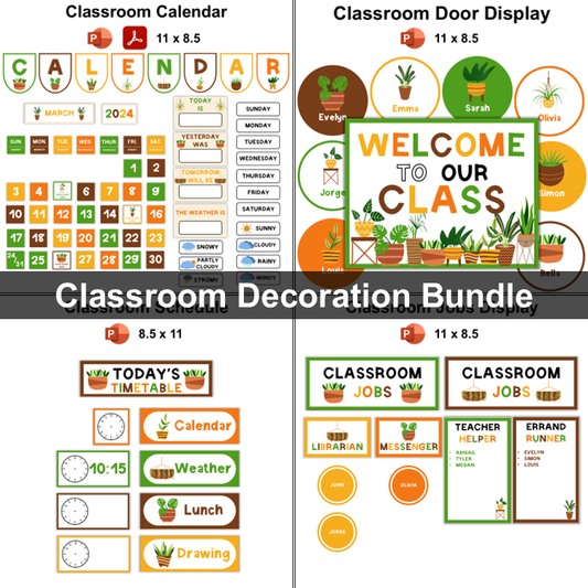 Classroom Decor Bundle - Indoor Plants | Editable