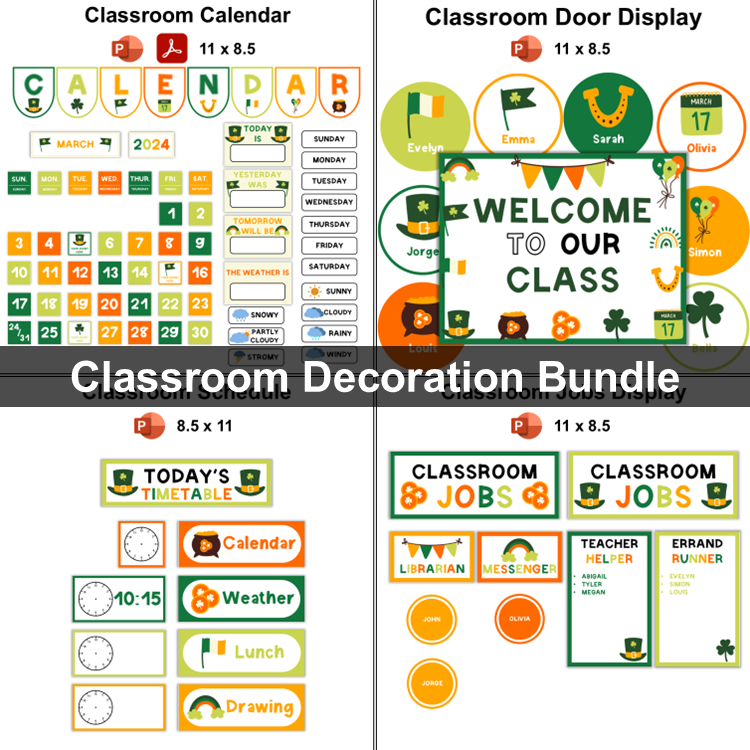 Classroom Decor Bundle - St. Patrick's Day | Editable