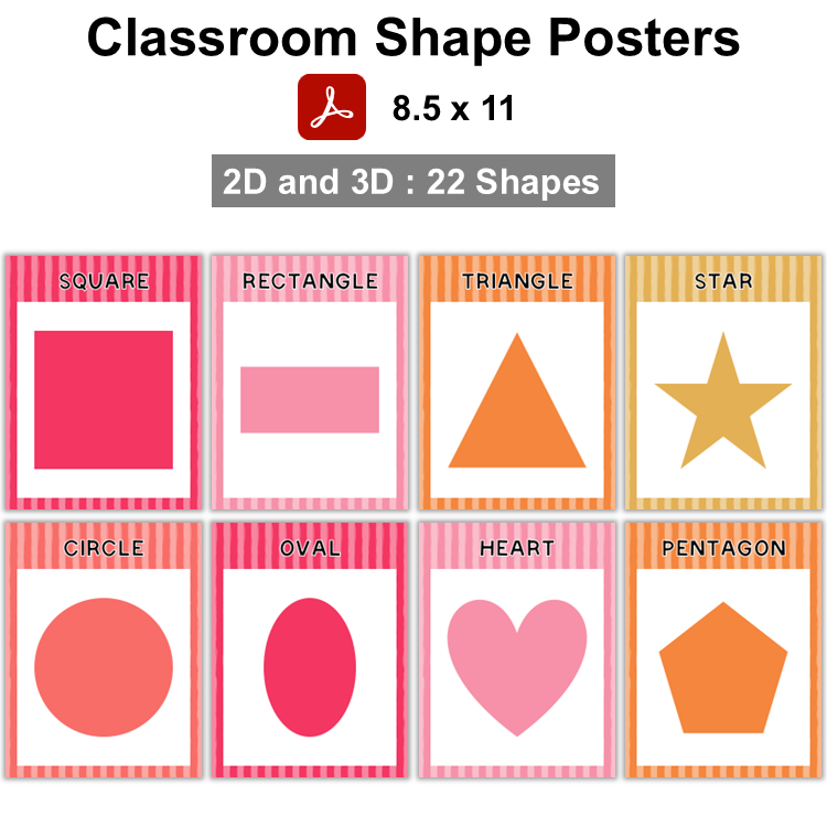 Classroom Shape Posters - Pink Valentine