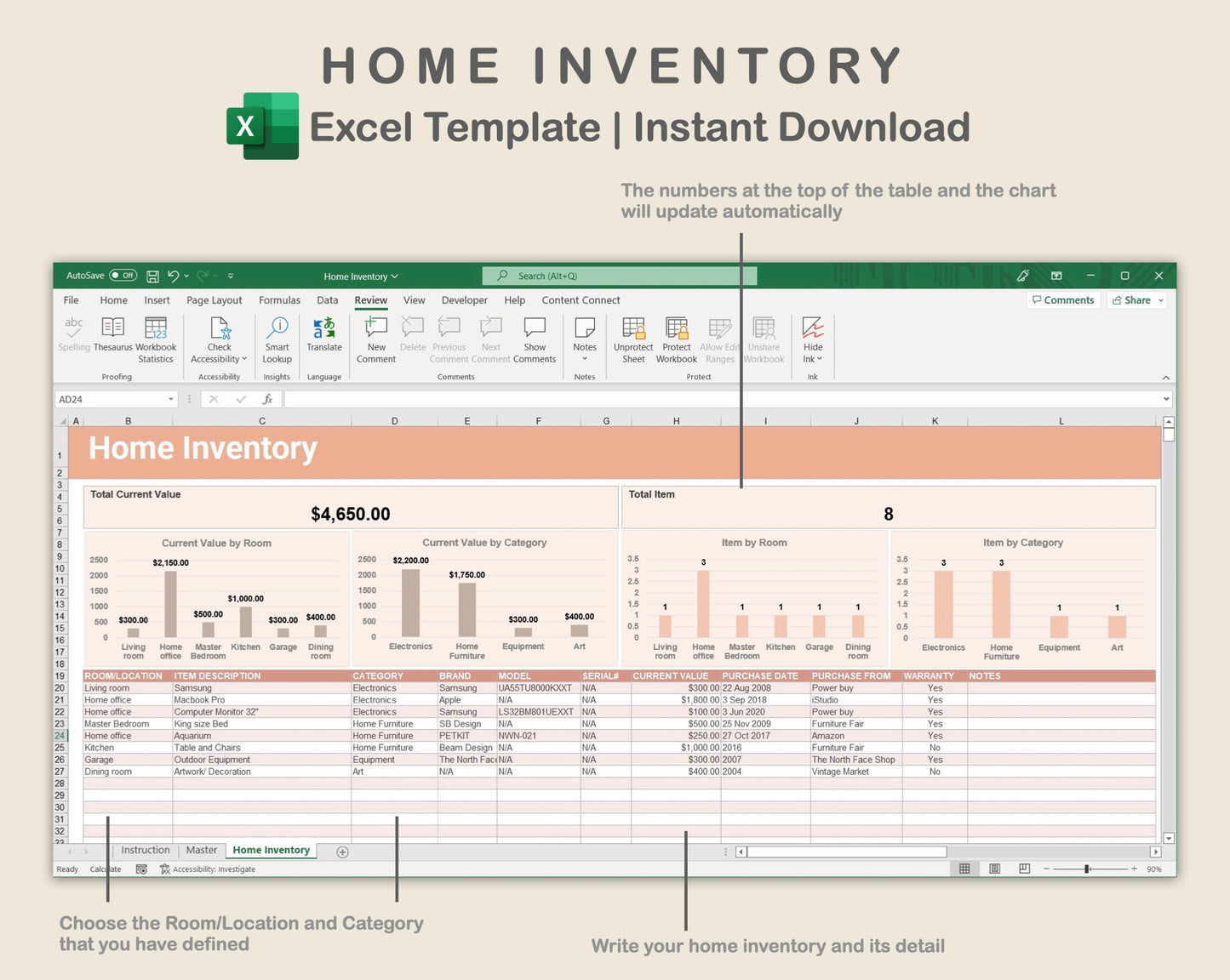 Excel - Home Inventory - Neutral