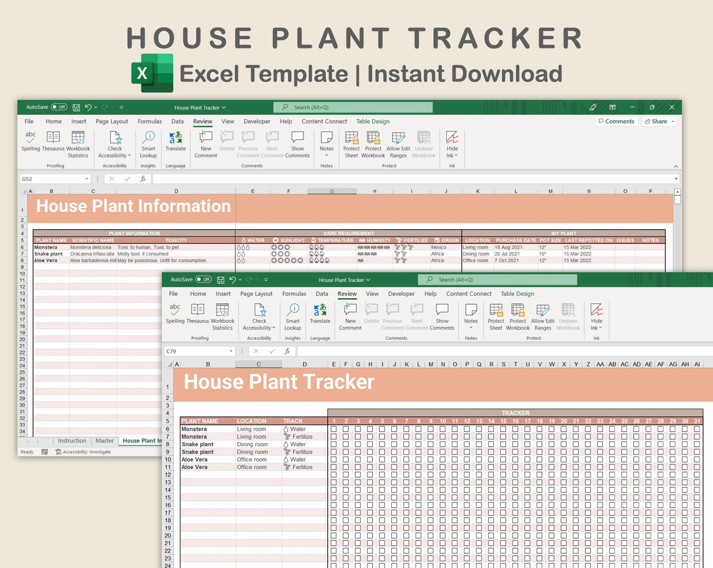 Excel - House Plant Tracker - Neutral