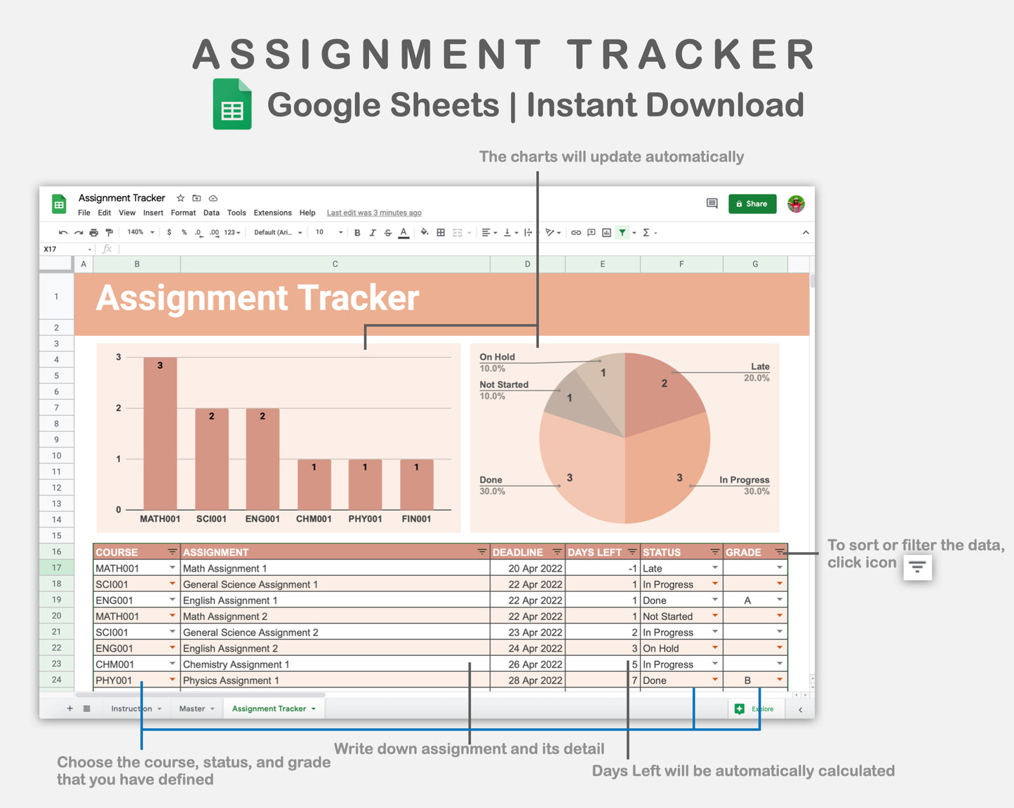 Google Sheets - Assignment Tracker - Neutral