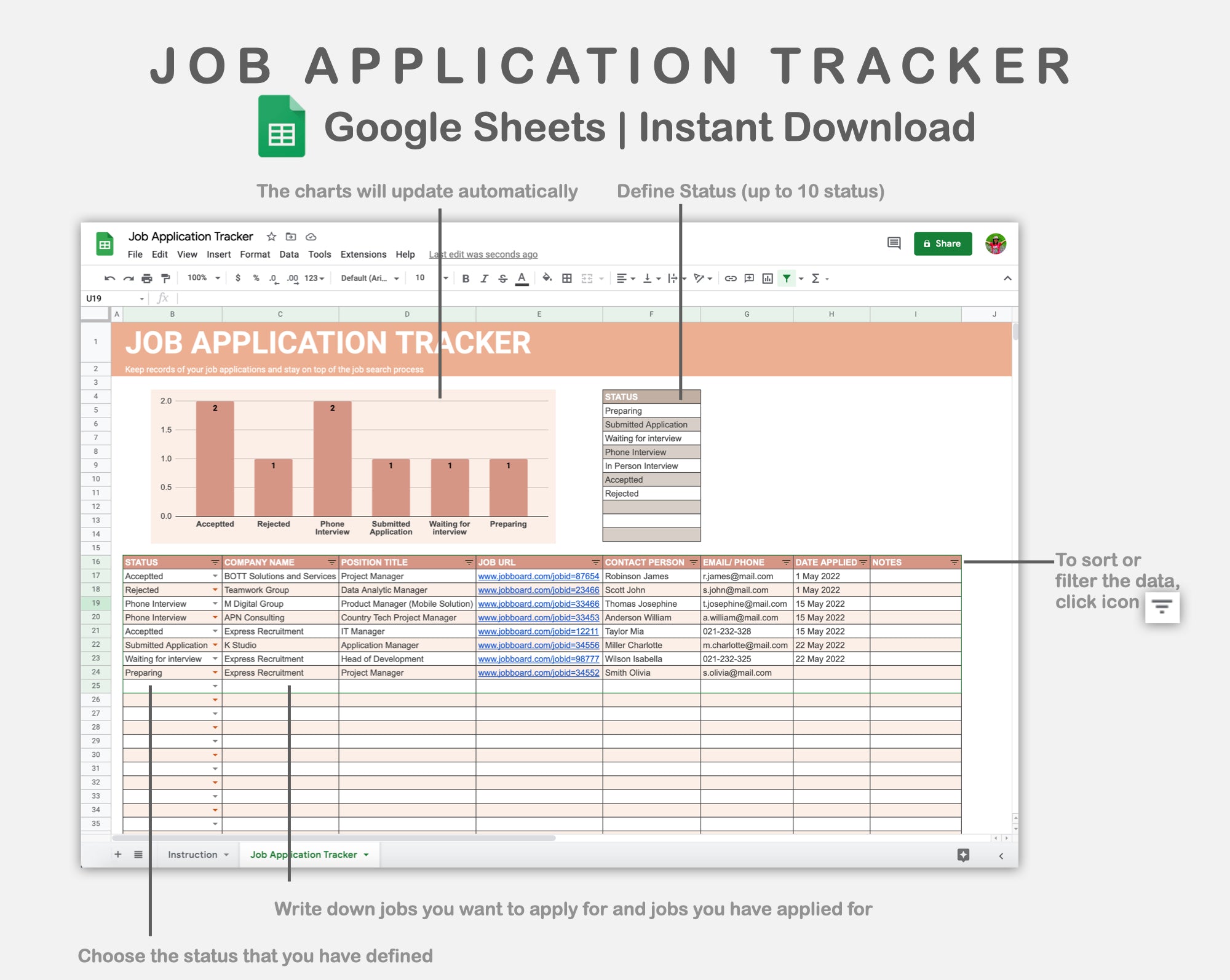 Google Sheets - Job Application Tracker - Neutral – kjunstudio