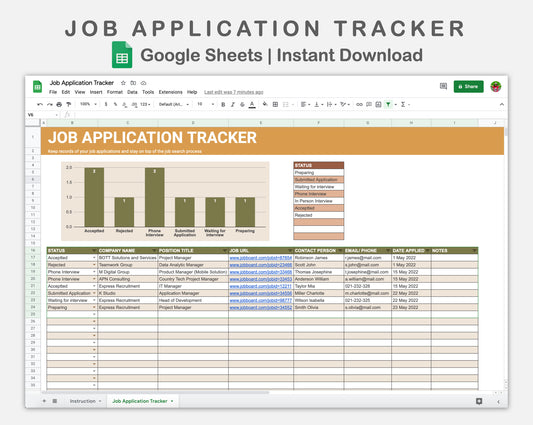 Google Sheets - Job Application Tracker - Boho