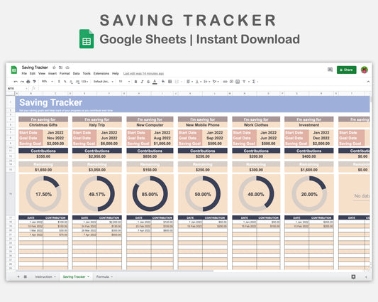 Google Sheets - Savings Tracker - Sweet