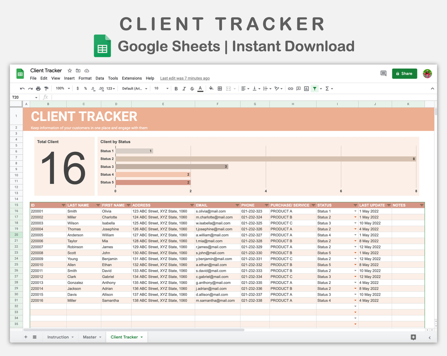 Google Sheets - Client Tracker - Neutral