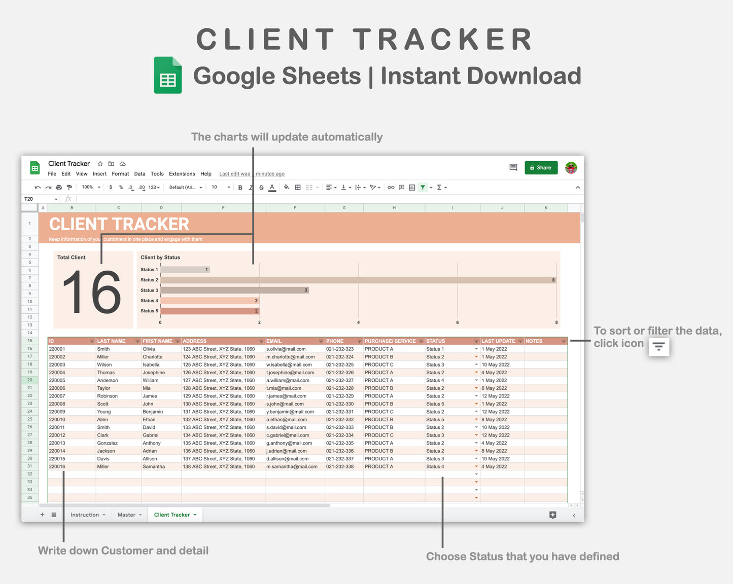 Google Sheets - Client Tracker - Neutral