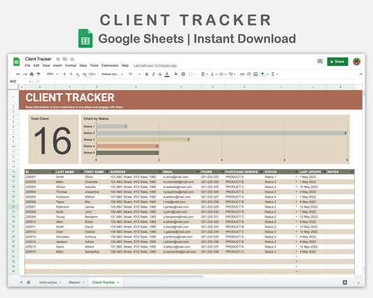 Google Sheets - Client Tracker - Earthy