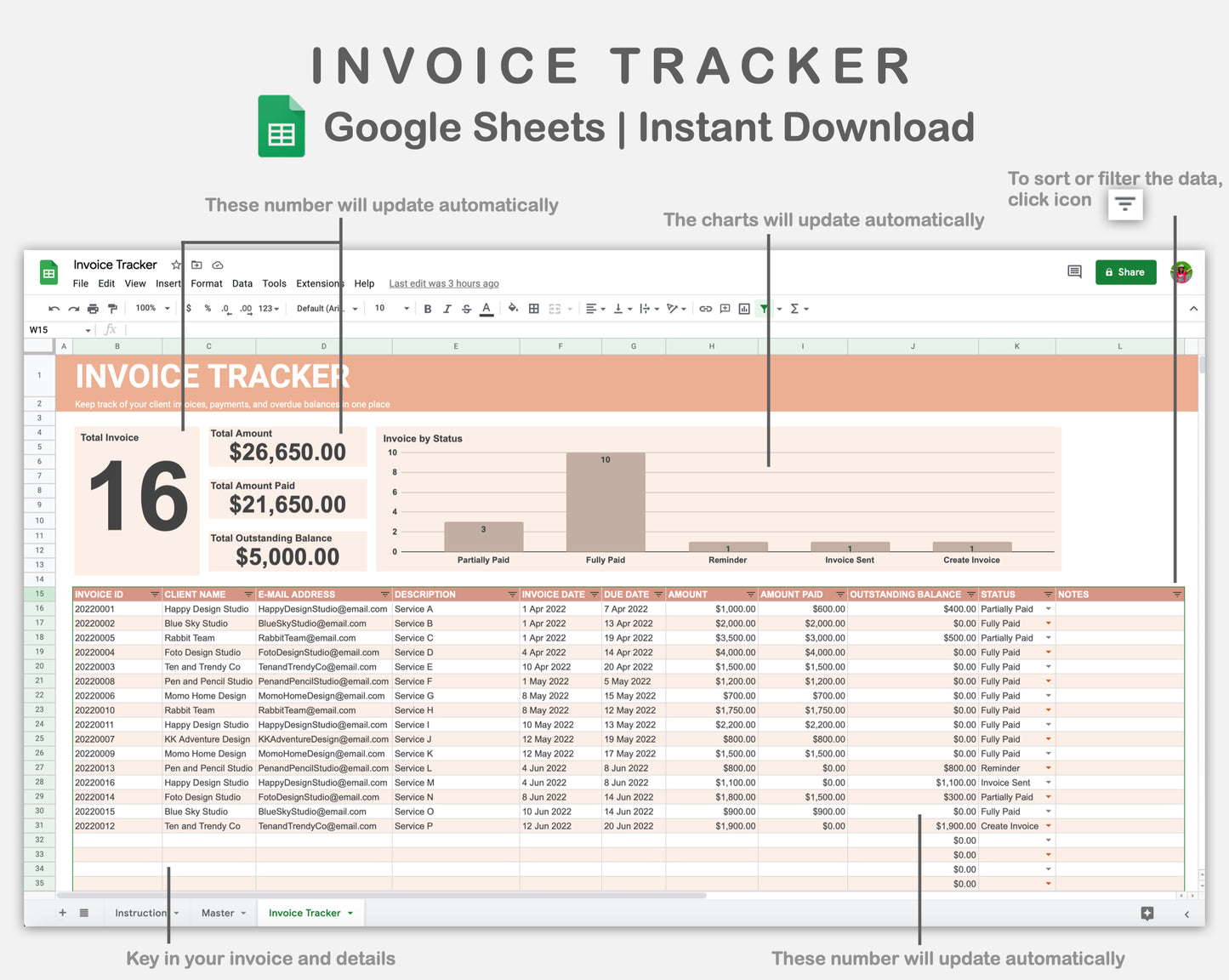 Google Sheets - Invoice Tracker - Neutral