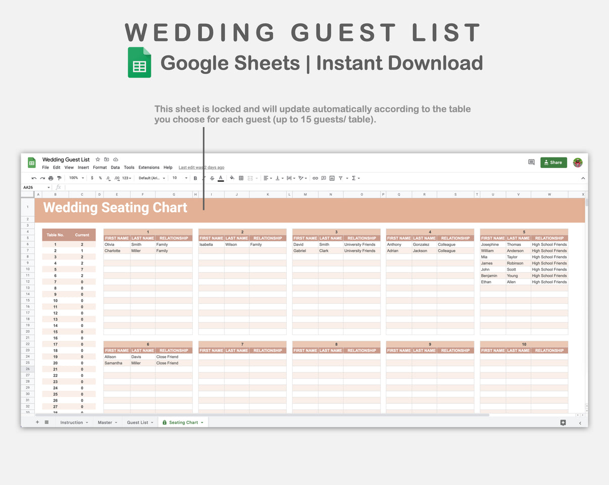 Google Sheets - Wedding Guest List - Neutral – kjunstudio