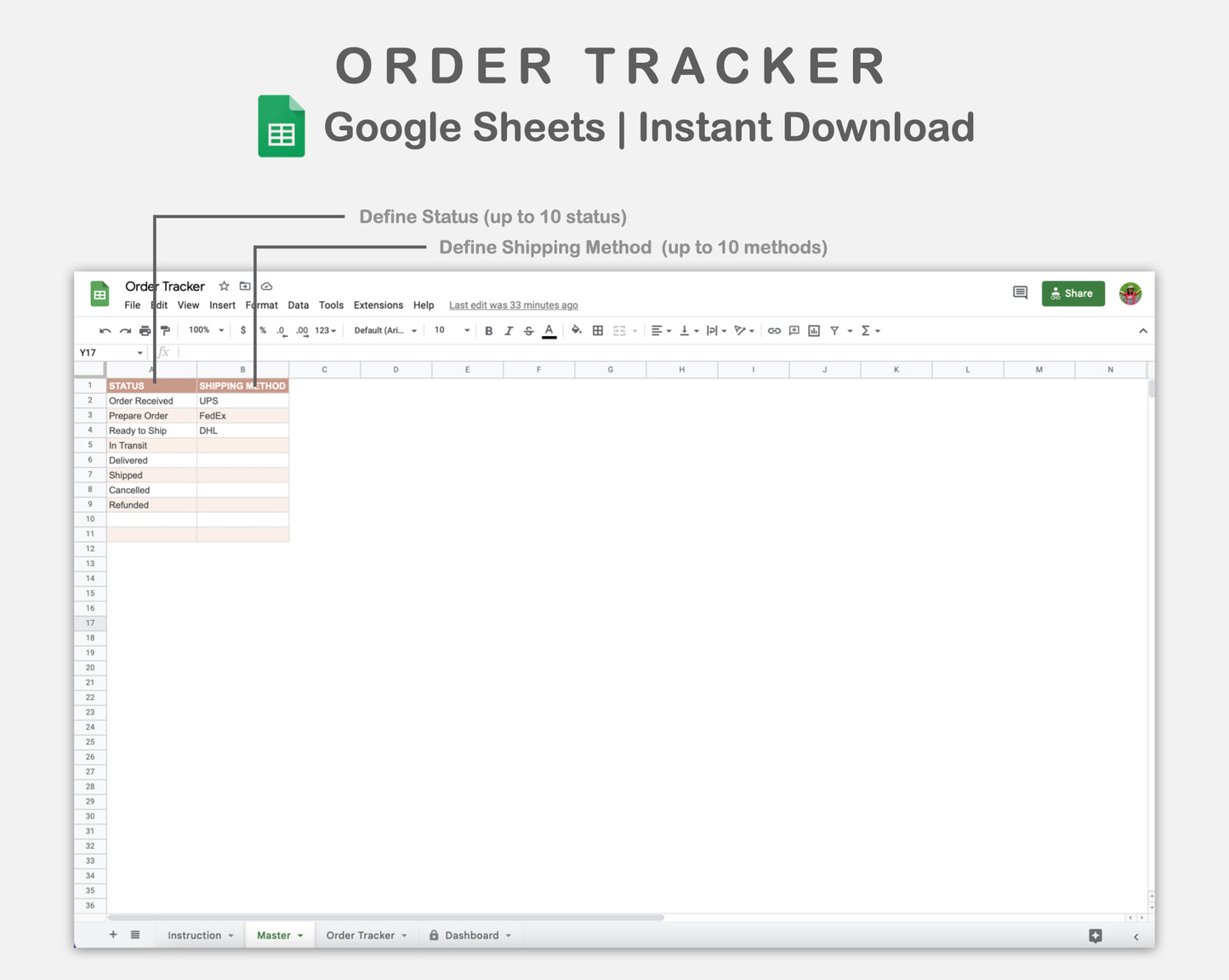 Google Sheets - Order Tracker - Neutral