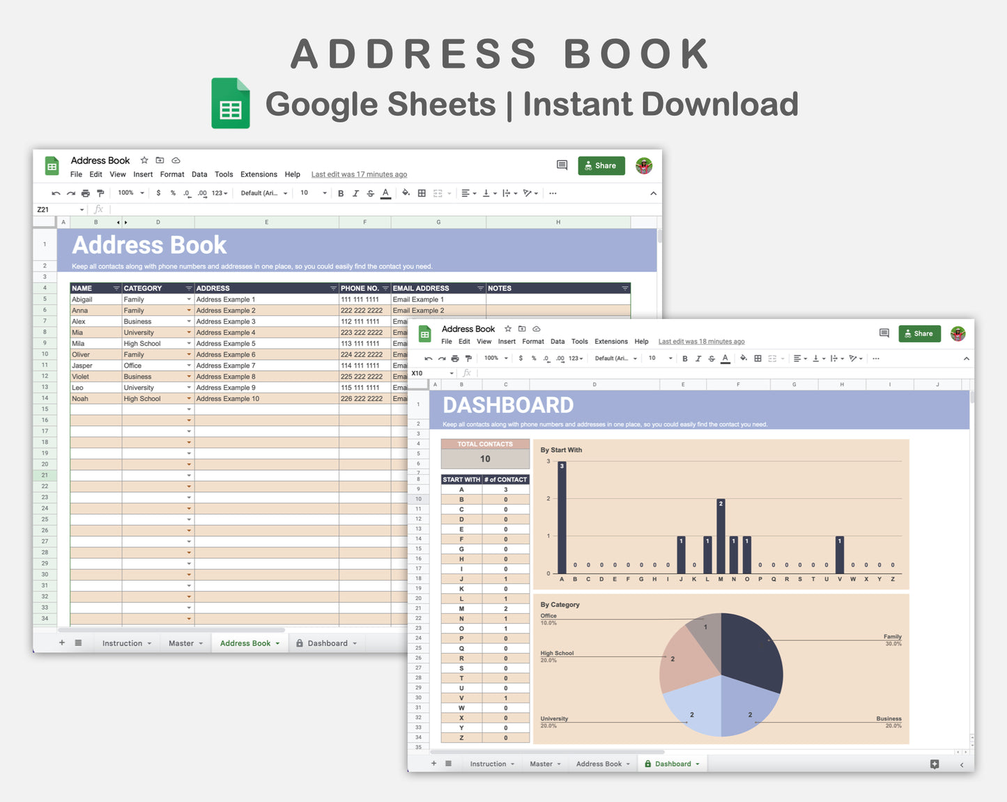 Google Sheets - Address Book - Sweet