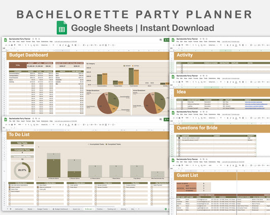 Google Sheets - Bachelorette Party Planner - Boho