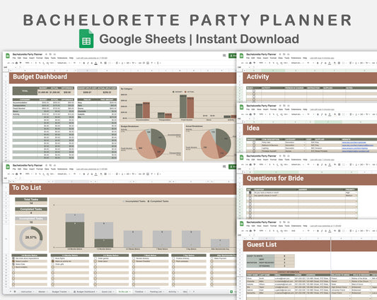 Google Sheets - Bachelorette Party Planner - Earthy