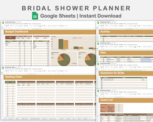 Google Sheets - Bridal Shower Planner - Boho