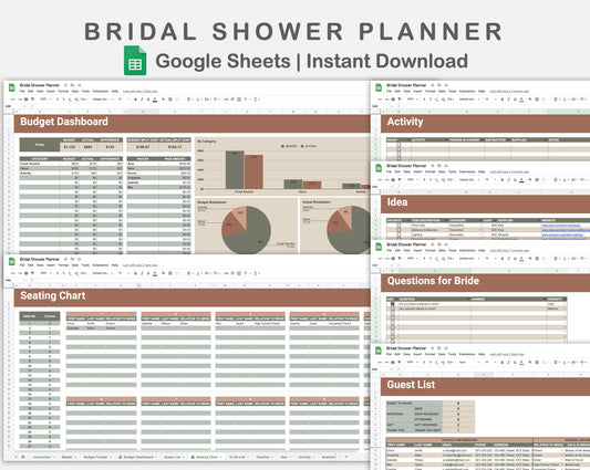 Google Sheets - Bridal Shower Planner - Earthy