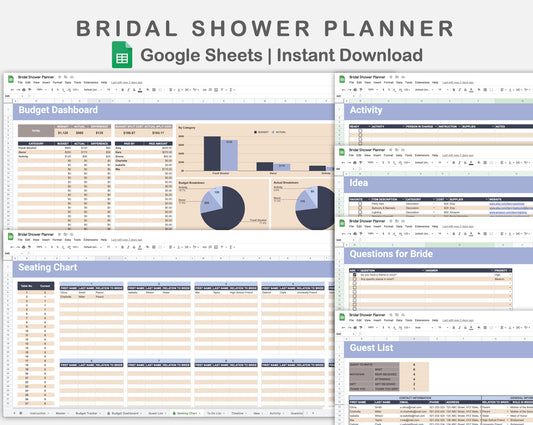 Google Sheets - Bridal Shower Planner - Sweet