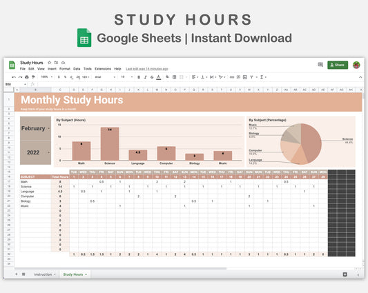 Google Sheets - Study Hours - Neutral