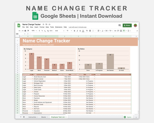 Google Sheets - Name Change Tracker - Neutral